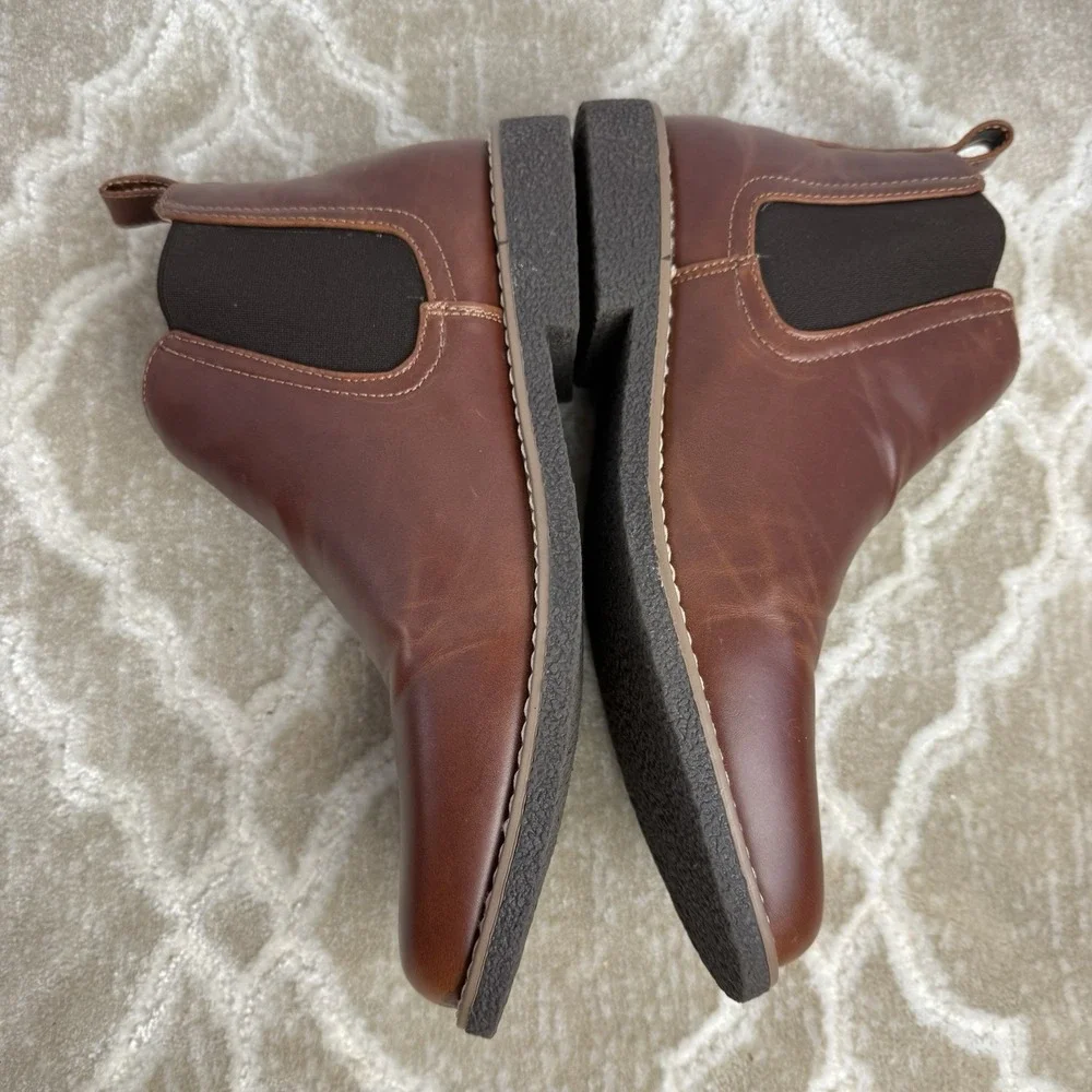 Deer Stags Men Rockland Faux Leather Chelsea Boots Size 7M Brown Memory Foam EUC